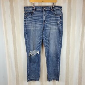 NEW American Eagle Stretch Real Good Super High Rise Straight Jeans Size 18 Blue